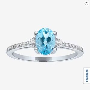 Womens Genuine Blue Topaz Sterling Silver Oval Cocktail Ring